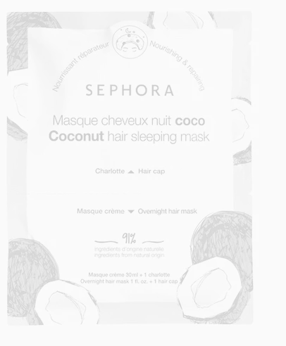 Overnight hair mask Cream mask and cap (coconut), Sephora Collection