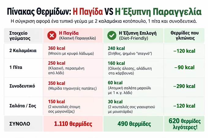 καλαμακι κοτοπουλο θερμιδες