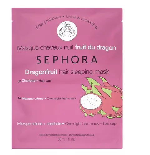 Overnight hair mask Cream mask and cap (dragonfruit), Sephora Collection