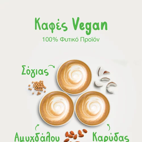 Δοκιμάσαμε vegan cappuccino αμυγδάλου, σόγιας και καρύδας και cappuccino με γάλα χωρίς λακτόζη
