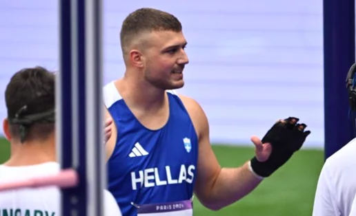 O Χρήστος Φραντζεσκάκης στον τελικό Σφυροβολίας των Ολυμπιακών Αγώνων