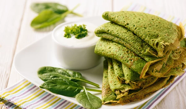 Κρέπες με σπανάκι και βρώμη