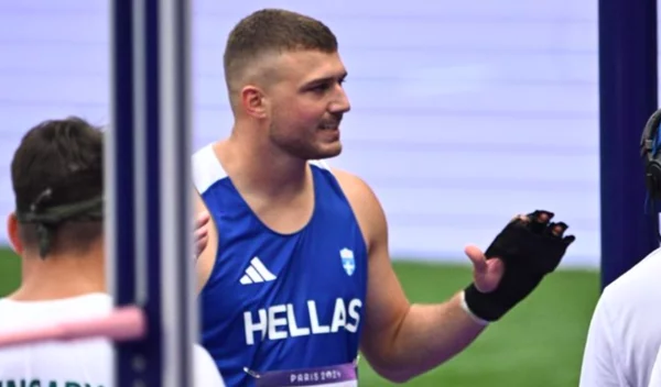 O Χρήστος Φραντζεσκάκης στον τελικό Σφυροβολίας των Ολυμπιακών Αγώνων