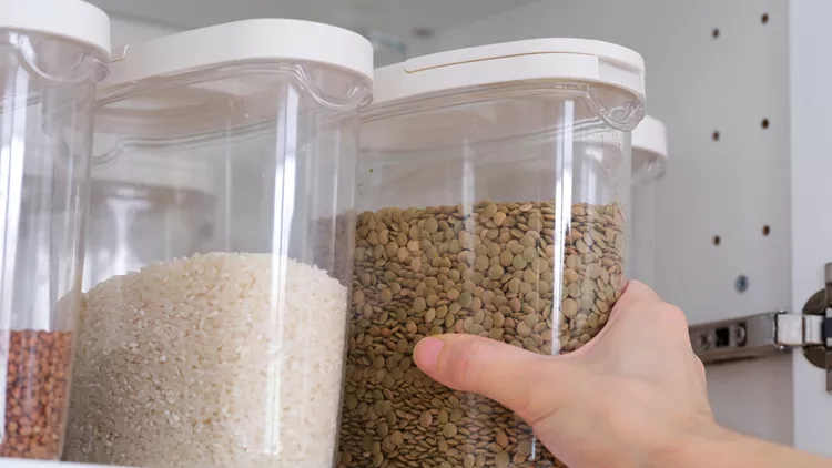 kitchen cabinets with legumes