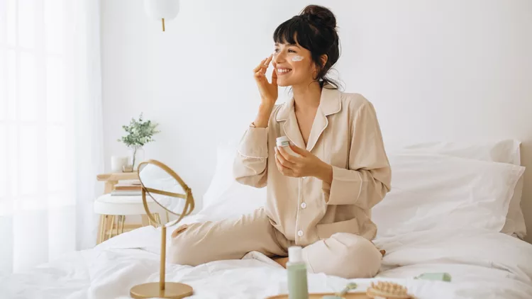 Woman doing skincare