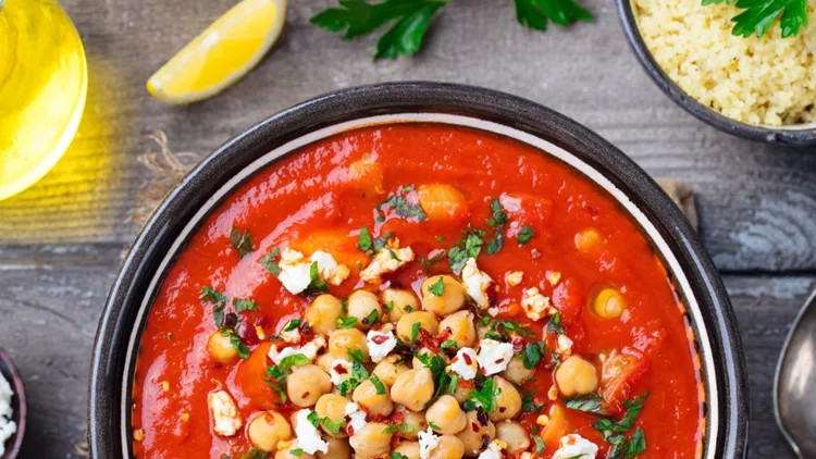 chickpea-soup-moroccan-traditional-dish-wooden-background-top-view-picture-id1097470626