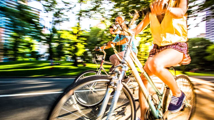 Riding bikes in Central Park, New York