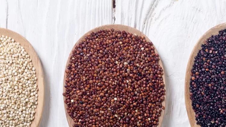 black-white-and-red-quinoa-in-spoon-picture-id935403740