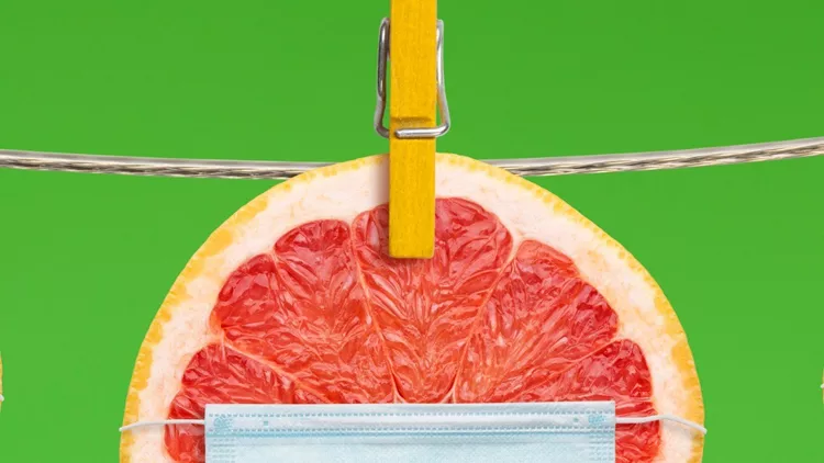 surgical-masks-on-fruit-picture-id1225376656